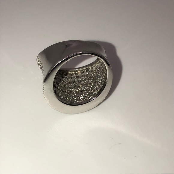 Sterling Silver Wide Band Multi Row Cz Ring Sz 5.75 - 6 - Picture 6 of 12